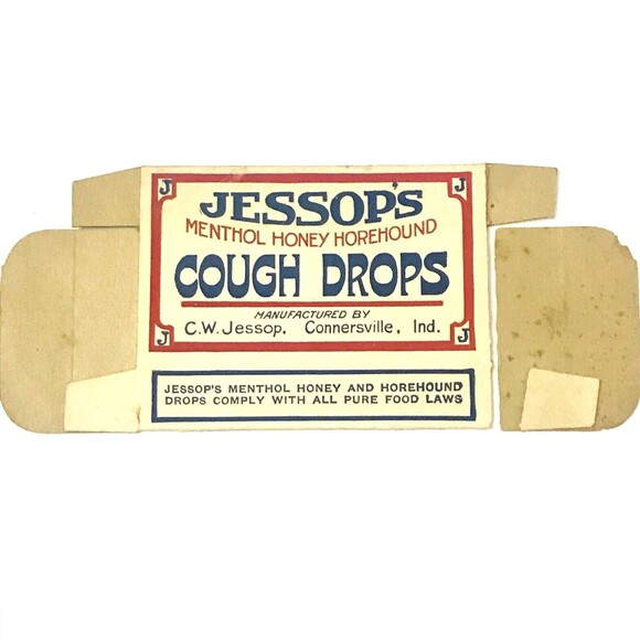 C.W. Jessops Antique Cough Drops Box RARE Drug Pharmacy Paper Advertising - Picture 2 of 14